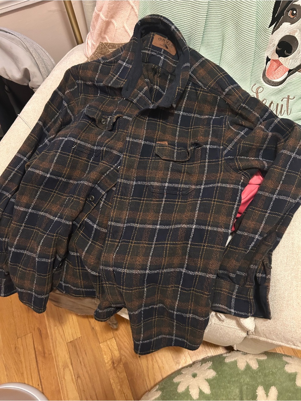 Orvis Plaid Shirt Jacket in Black & Brown Size XL
